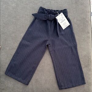 Zara Kids Navy Pinstripe Bow Pants